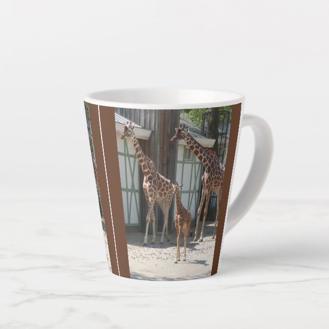 Cute Giraffe Family Design Latte Mug (Right Angle)