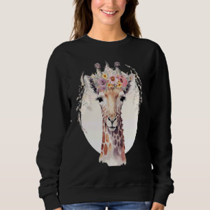Cute Giraffe Flower Crown Africa Safari Animal Sweatshirt
