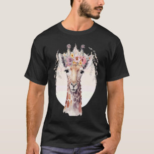 Cute Giraffe Flower Crown Africa Safari Animal T-Shirt