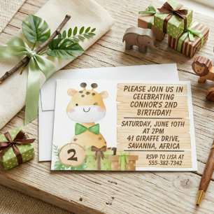 Cute Giraffe For Toddler's Birthday Invitation