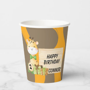 Cute Giraffe For Toddler's Birthday Paper Cups