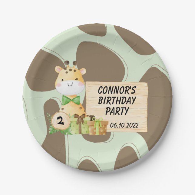 Cute Giraffe For Toddlers Paper Plate (Front)