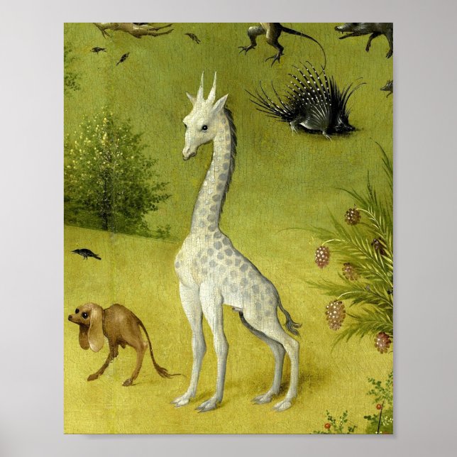 Cute Giraffe Garden Earthly Delights By Bosch Poster (Front)