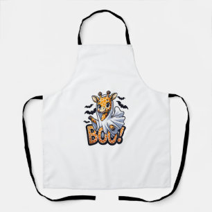 Cute Giraffe Ghost Boo Halloween Costume Zoo Lover Apron
