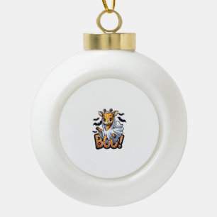 Cute Giraffe Ghost Boo Halloween Costume Zoo Lover Ceramic Ball Christmas Ornament