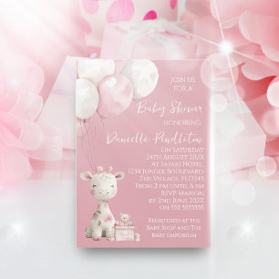Cute Giraffe Girl Baby Shower Invitation