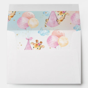 Cute Giraffe Girl Baby Shower Jungle Animals Envelope