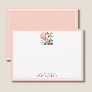 Cute Giraffe Girl with Cotton Candy Baby Shower Card