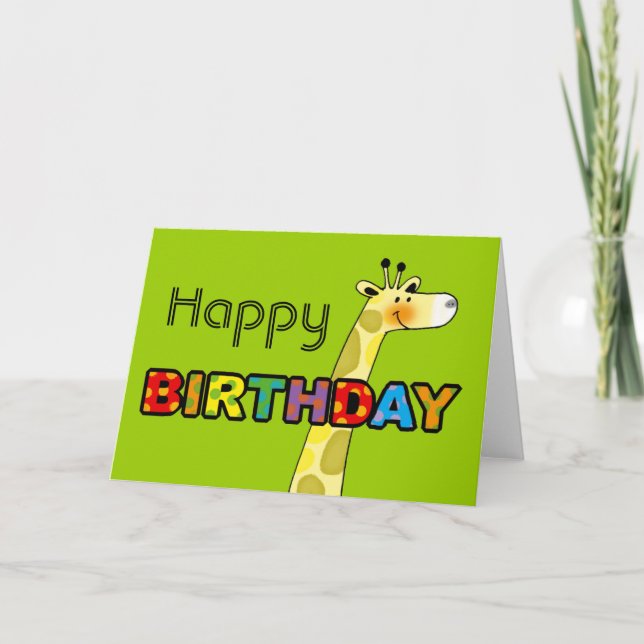 Cute giraffe happy birthday card (Front)