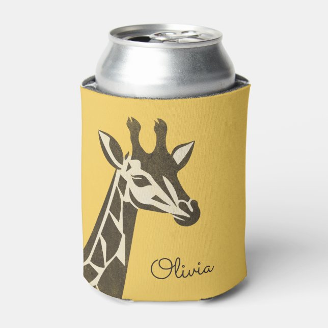 Cute giraffe head decoration can cooler (Can Front)
