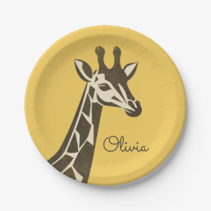 Cute giraffe head decoration paper plate