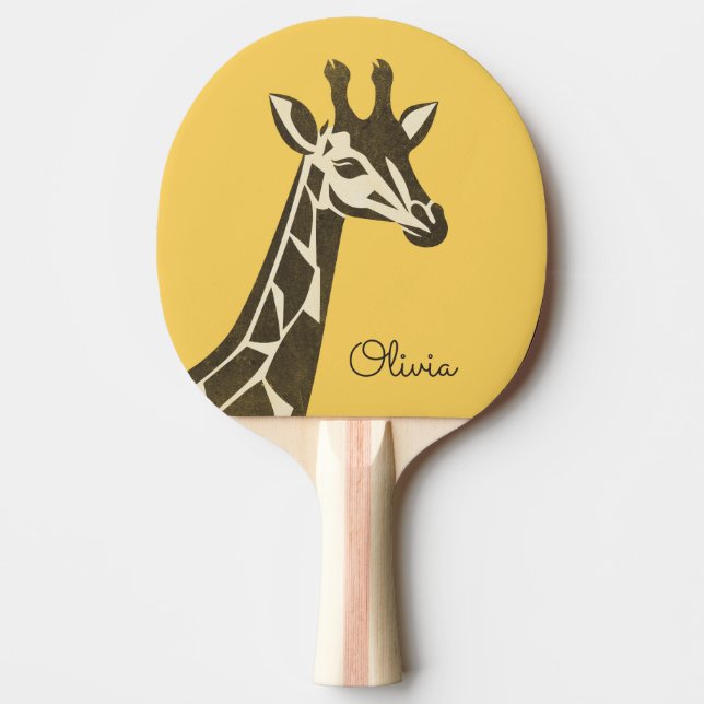 Cute giraffe head decoration ping pong paddle (Front)
