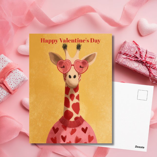 Cute Giraffe Hearts Pullover Valentine`s Day Card  (Creator Uploaded)