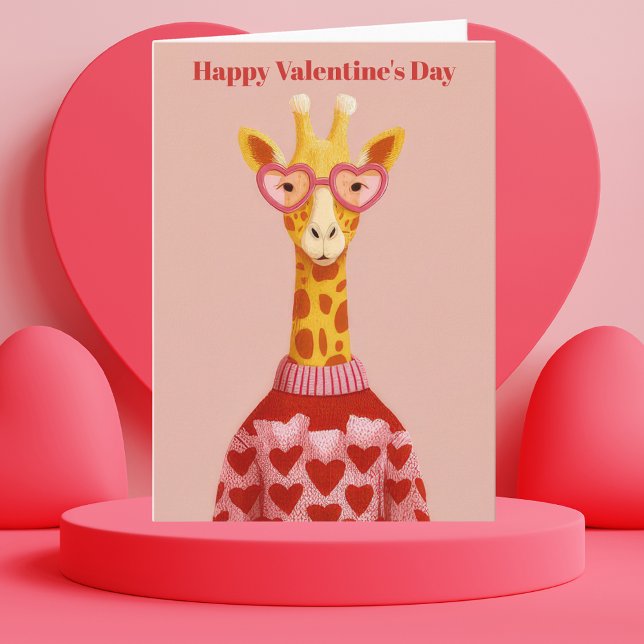 Cute Giraffe Hearts Pullover Valentine`s Day Card  (Creator Uploaded)