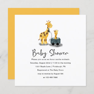 Cute Giraffe Illustration Baby Shower Invitation