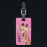 Cute Giraffe Illustration Personalised Luggage Tag<br><div class="desc">Cute giraffe custom name luggage tag.</div>