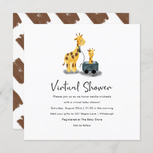 Cute Giraffe Illustration Virtual Baby Shower Invitation