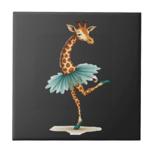 Cute giraffe in a tutu dancing as a ballerina, gif ceramic tile