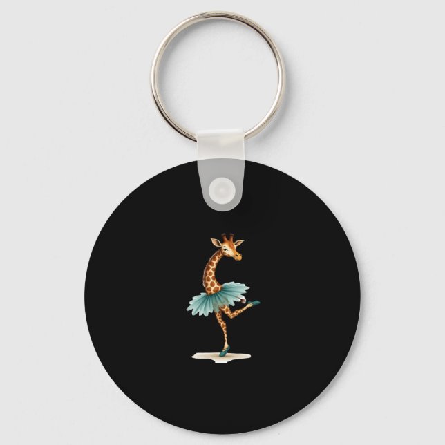 Cute giraffe in a tutu dancing as a ballerina, gif key ring (Front)