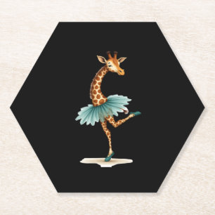 Cute giraffe in a tutu dancing as a ballerina, gif paper coaster