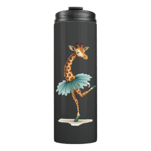 Cute giraffe in a tutu dancing as a ballerina, gif thermal tumbler