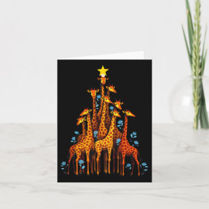 Cute Giraffe In Christmas Tree Hat Floral Giraffe  Card