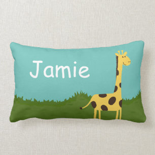 Cute Giraffe in Grass Personalised Throw Pillow