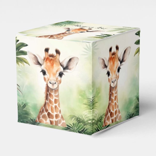 Cute Giraffe Jungle Baby Shower Party Beautiful Favour Box (Front Side)