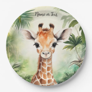 Cute Giraffe Jungle Baby Shower Party Beautiful Pa Paper Plate