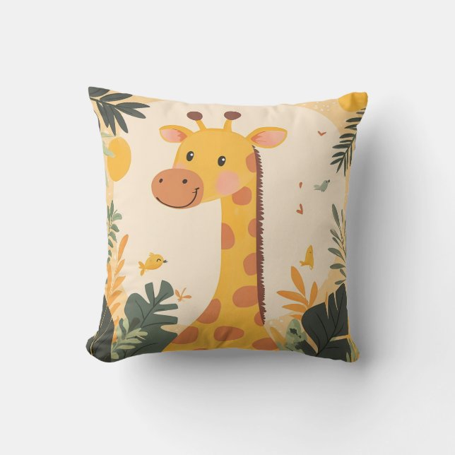 Cute Giraffe Jungle Exotic Safari Animal Kids Room Cushion (Front)