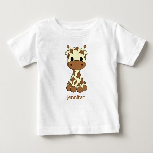 Cute giraffe kawaii cartoon name baby shirt (Front)