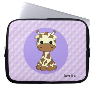 Cute giraffe kawaii cartoon name girls laptop sleeve