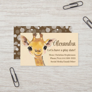 Cute Giraffe Kids Name Childrens Play Date Calling Business Card