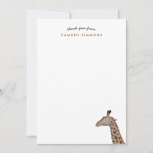 Cute Giraffe Kids Stationary Thank You Card