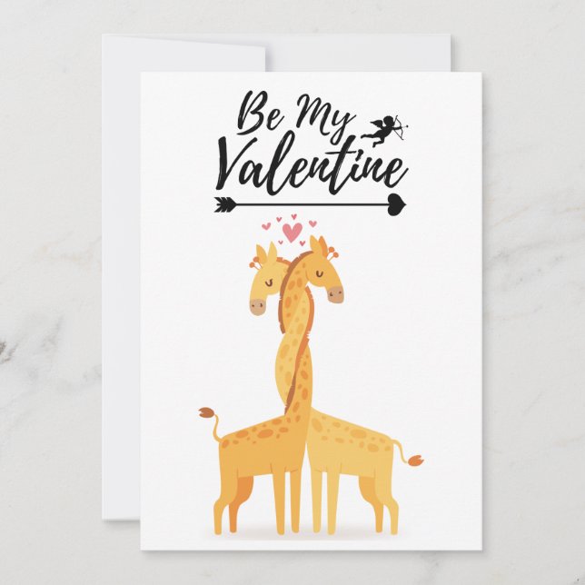 Cute giraffe love card for Valentine's Day (Front)