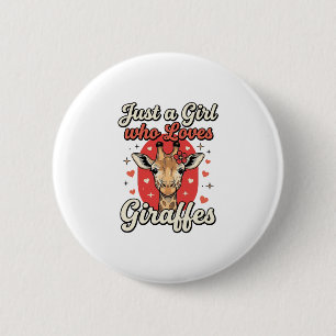 Cute Giraffe Lover Vintage Girl Shirt Design_1 6 Cm Round Badge