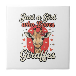 Cute Giraffe Lover Vintage Girl Shirt Design_1 Ceramic Tile