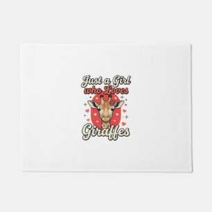 Cute Giraffe Lover Vintage Girl Shirt Design_1 Doormat