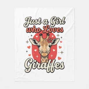 Cute Giraffe Lover Vintage Girl Shirt Design_1 Fleece Blanket