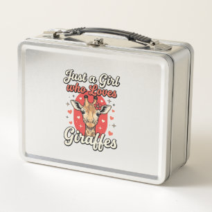 Cute Giraffe Lover Vintage Girl Shirt Design_1 Metal Lunch Box