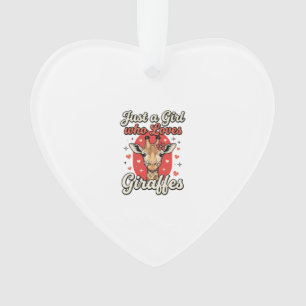 Cute Giraffe Lover Vintage Girl Shirt Design_1 Ornament