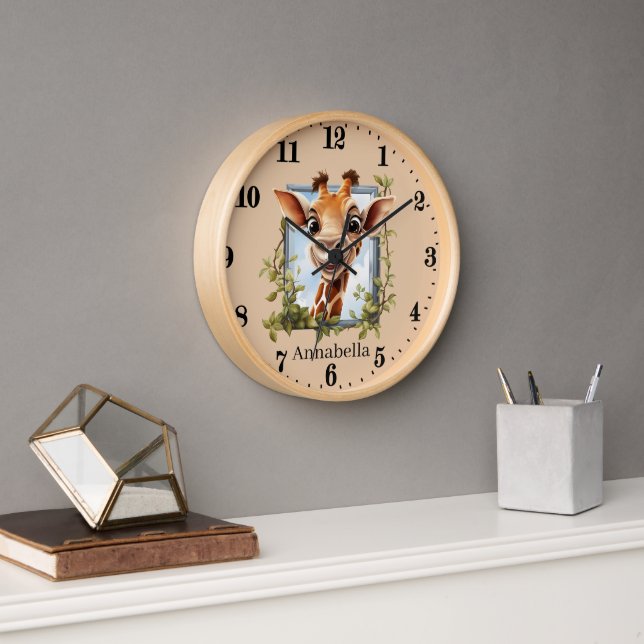 Cute giraffe lovers add name clock (Office)