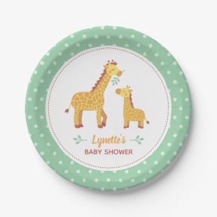 Cute Giraffe Mom and Baby Shower Party Supplies Paper Plate