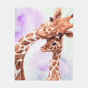 Cute Giraffe Mum And Baby, Gift For Daughter Fleece Blanket