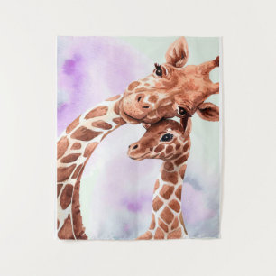 Cute Giraffe Mum And Baby, Gift For Daughter Tapestry