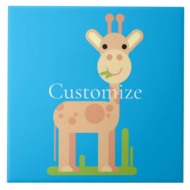 Cute Giraffe Munching  Thunder_Cove Ceramic Tile (Front)