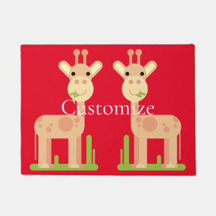 Cute Giraffe Munching Thunder_Cove Doormat