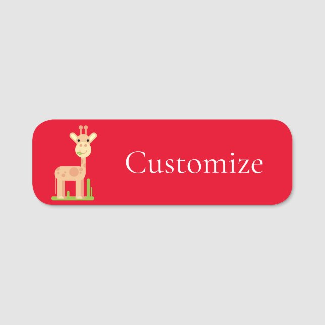 Cute Giraffe Munching  Thunder_Cove Name Tag (Front)