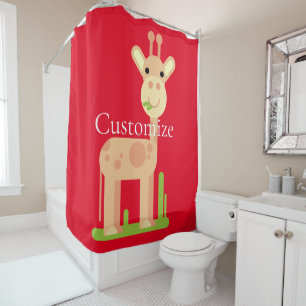 Cute Giraffe Munching  Thunder_Cove Shower Curtain