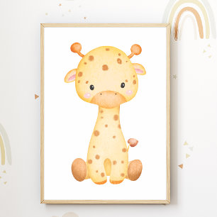 Cute Giraffe Nursery Poster Kids Room Decor